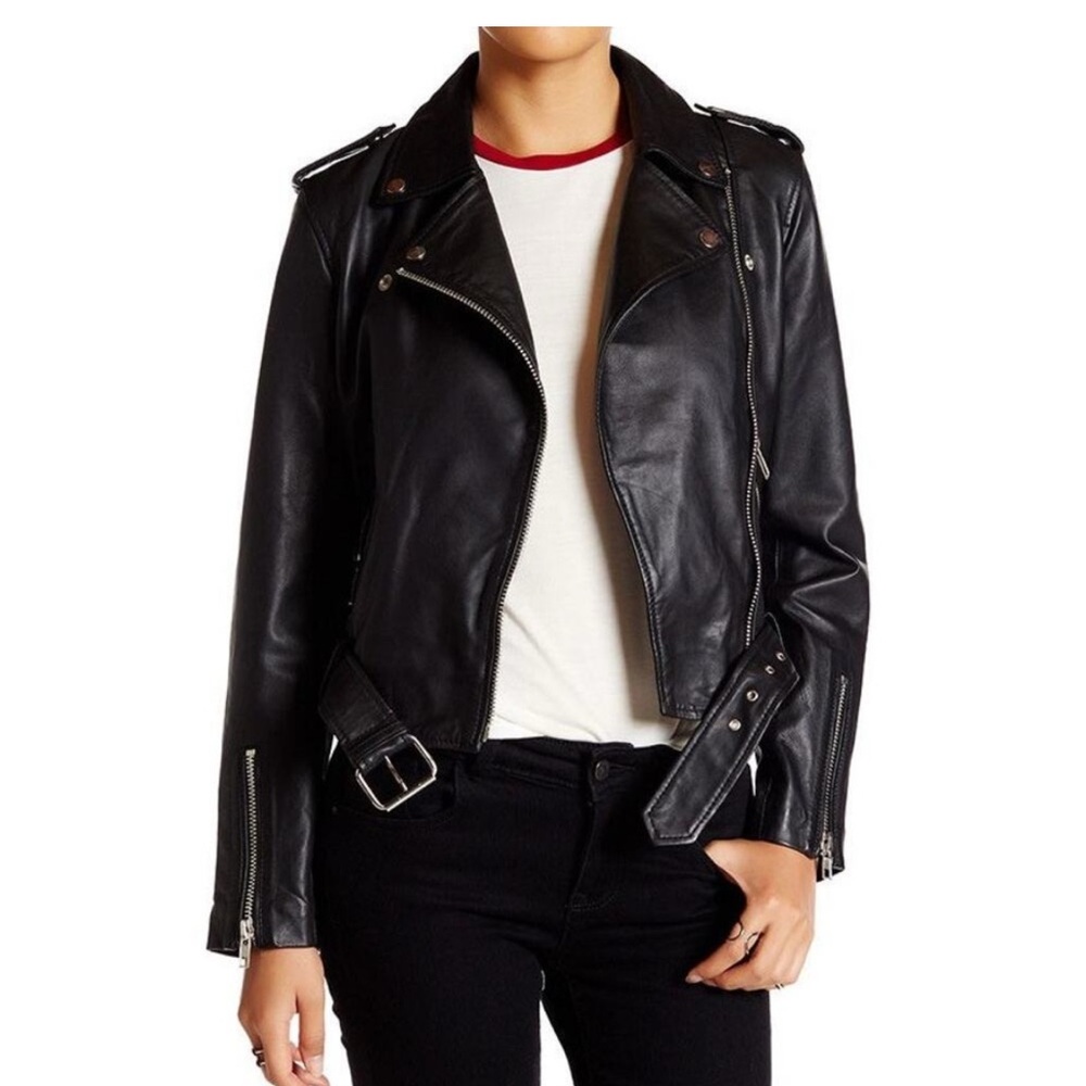 Walter Baker Allison Black Leather Motorcycle Jacket